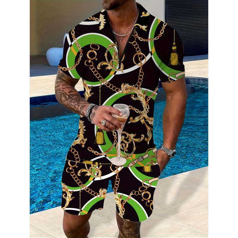 Two-piece Printed Men's Suit