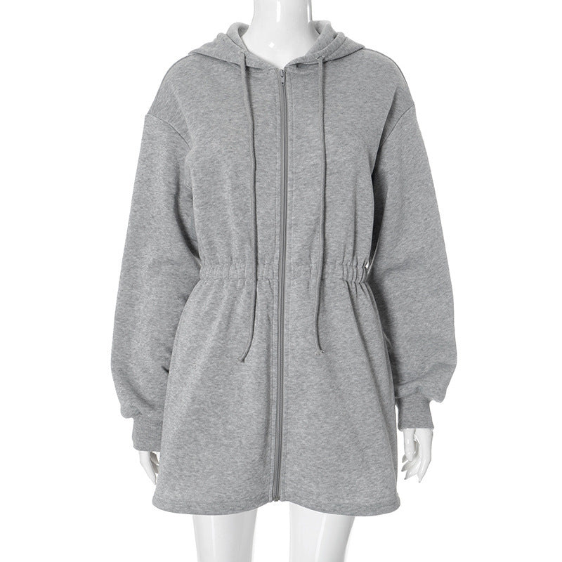 Women's Long Hoodie Zipper Dress