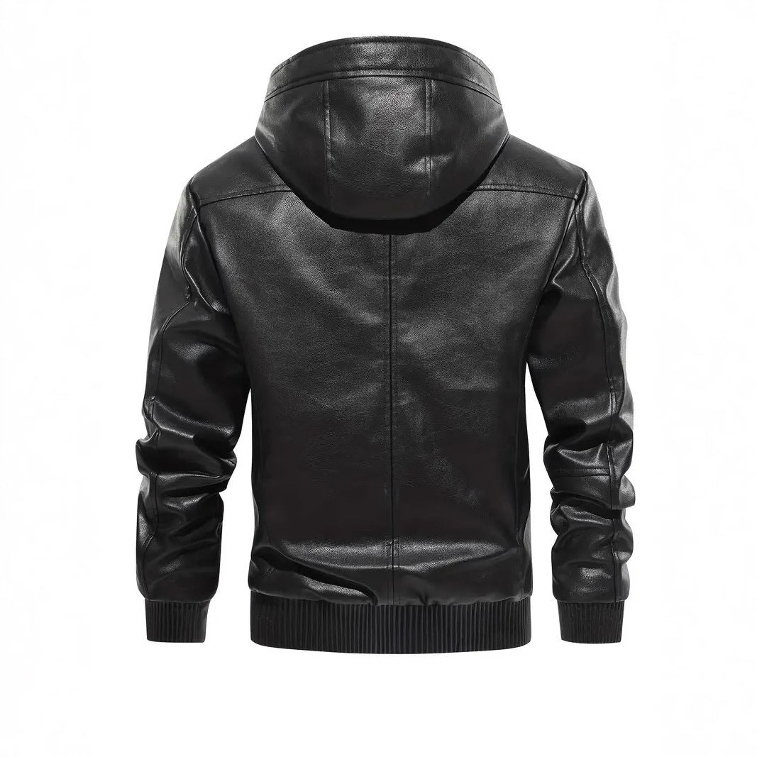 Men's CasualHooded Leather Coat