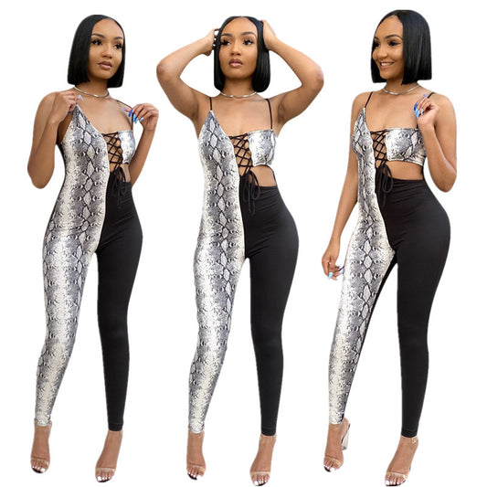 Snakeskin Patchwork Jumpsuit