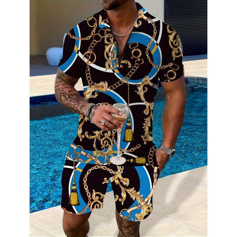 Two-piece Printed Men's Suit