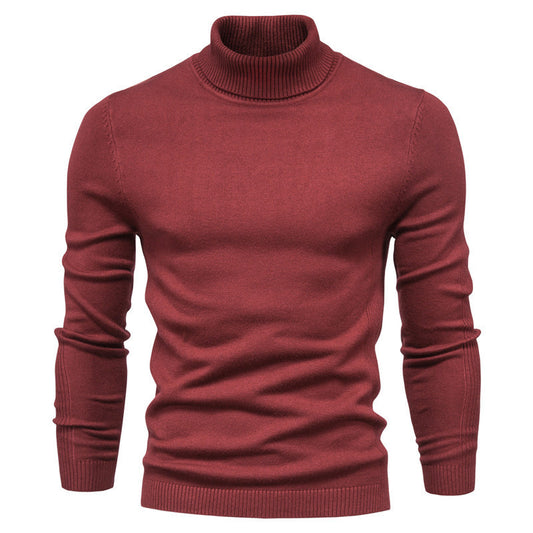 Men's Solid Color Slim Pullover Sweater