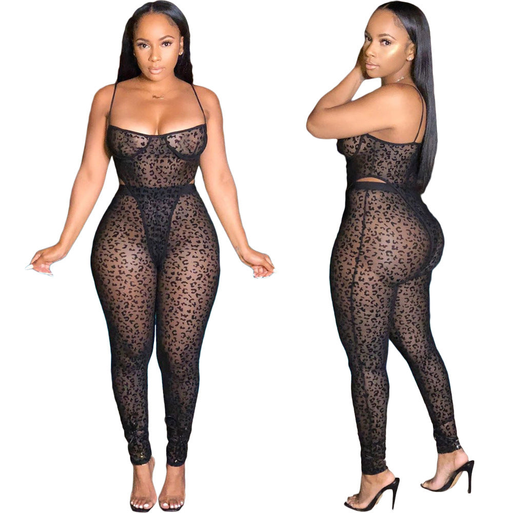 2-piece mesh see-through sexy jumpsuit