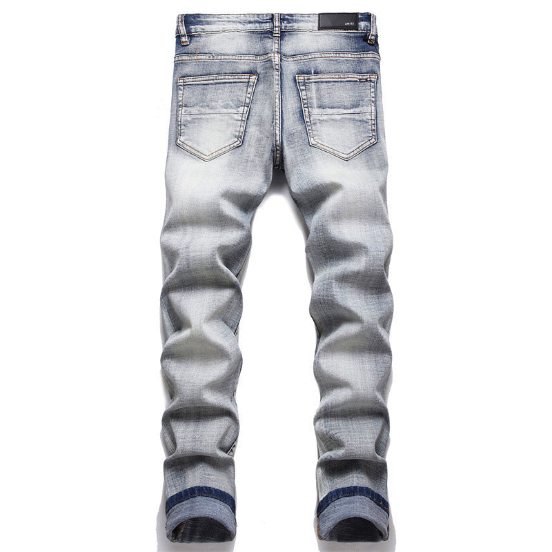 Men's Hole Patch Blue Small Feet Jeans