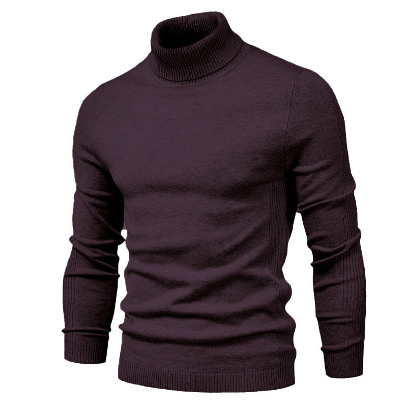 Men's Solid Color Slim Pullover Sweater