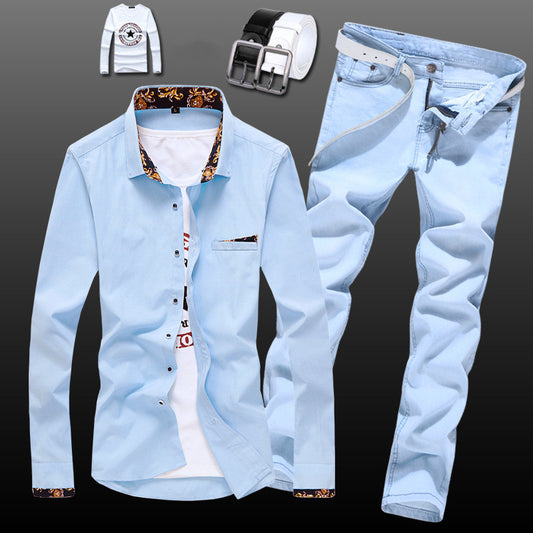 New Style Men's Shirt Slim Suit Jeans