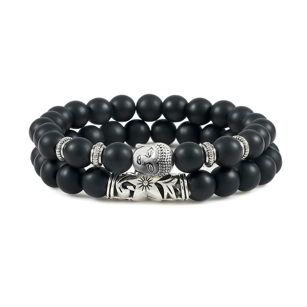 Wooden Bead Bracelet Buddha Head