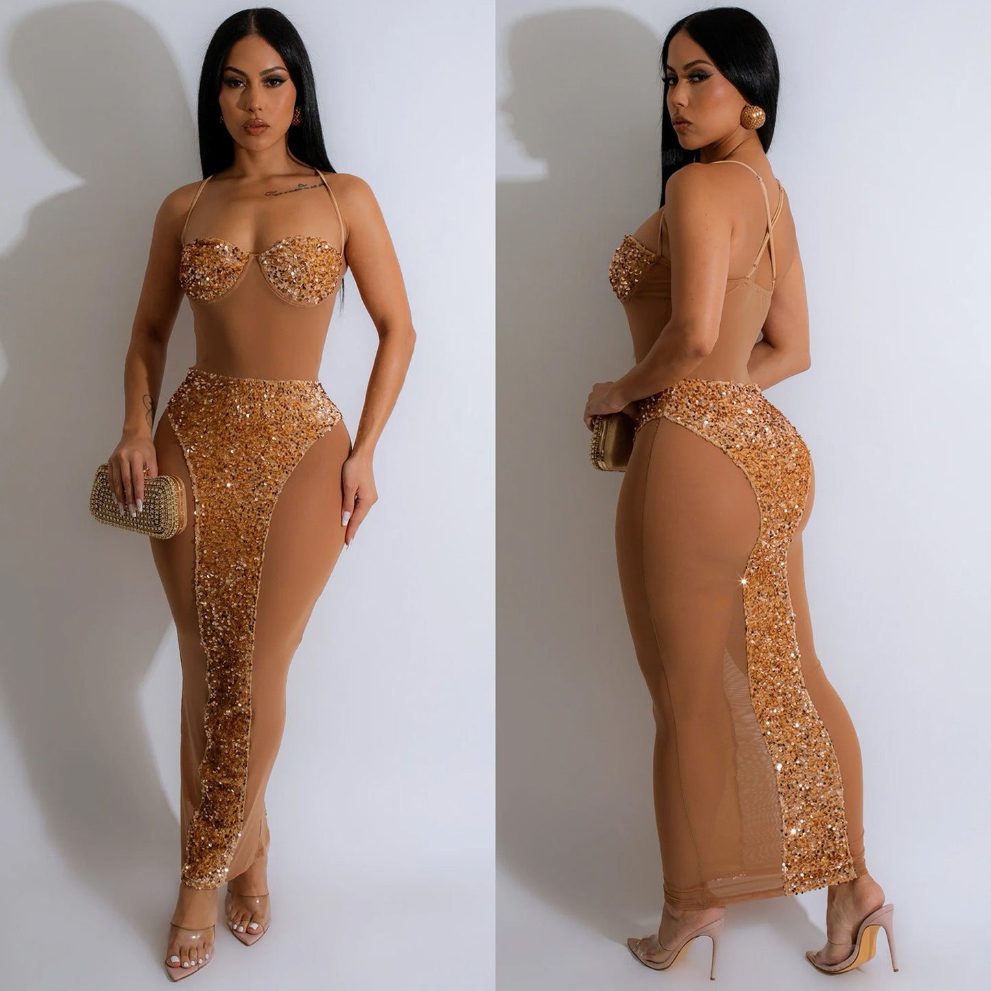 See-through Beaded Dress