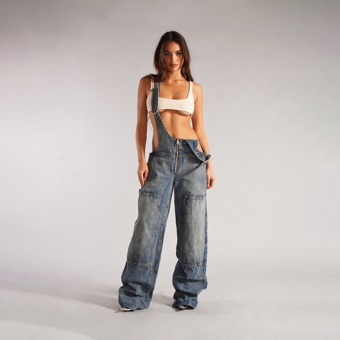 Y2K Baggy Denim Overalls – Trendy Streetwear Jumpsuit with Pockets