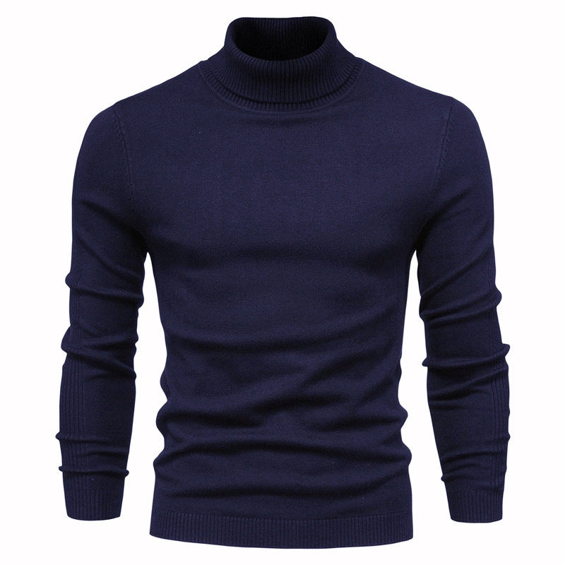 Men's Solid Color Slim Pullover Sweater