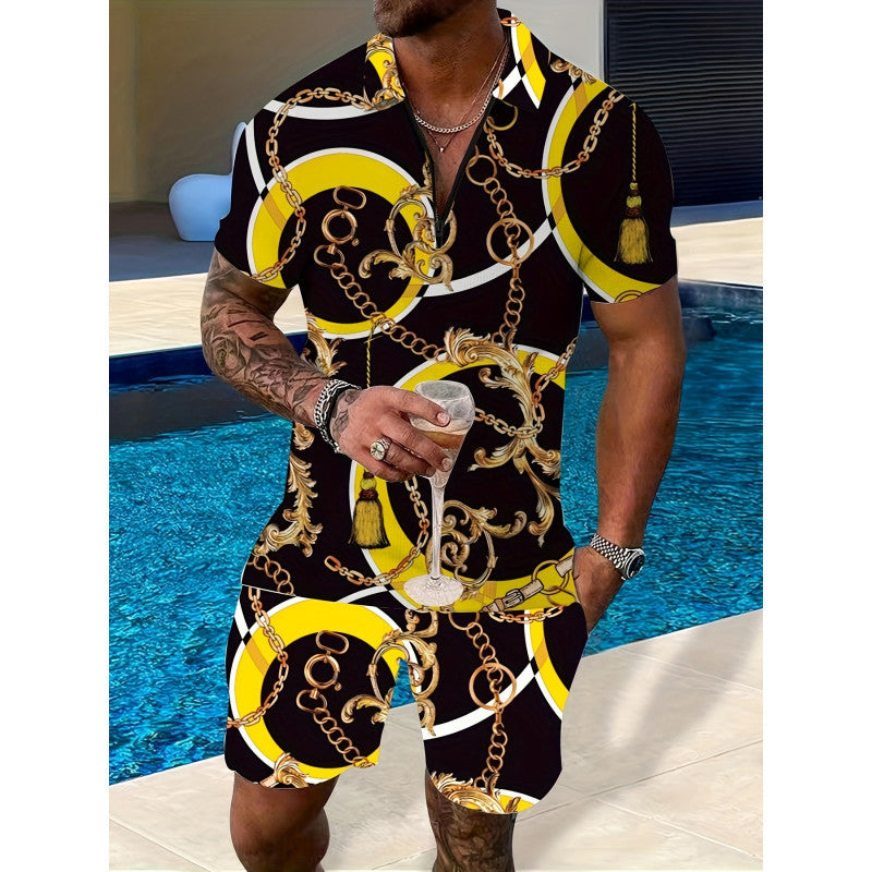 Two-piece Printed Men's Suit