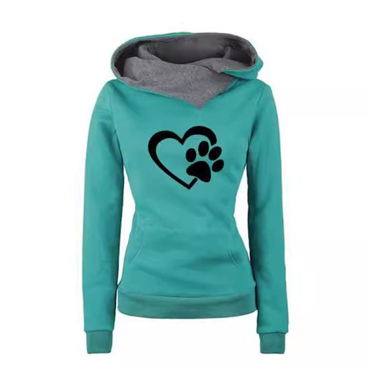 Women's Sweater Hoodie Pullover Cat's Paw Love Heart