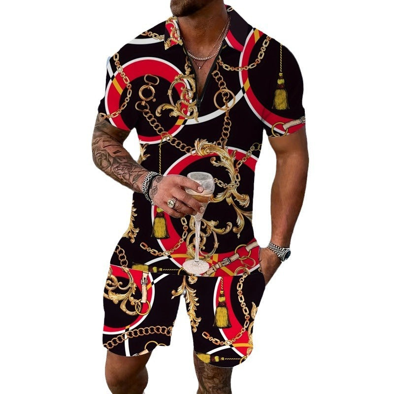 Two-piece Printed Men's Suit