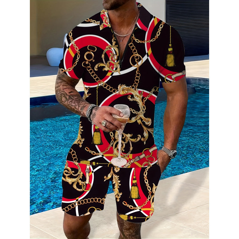 Two-piece Printed Men's Suit