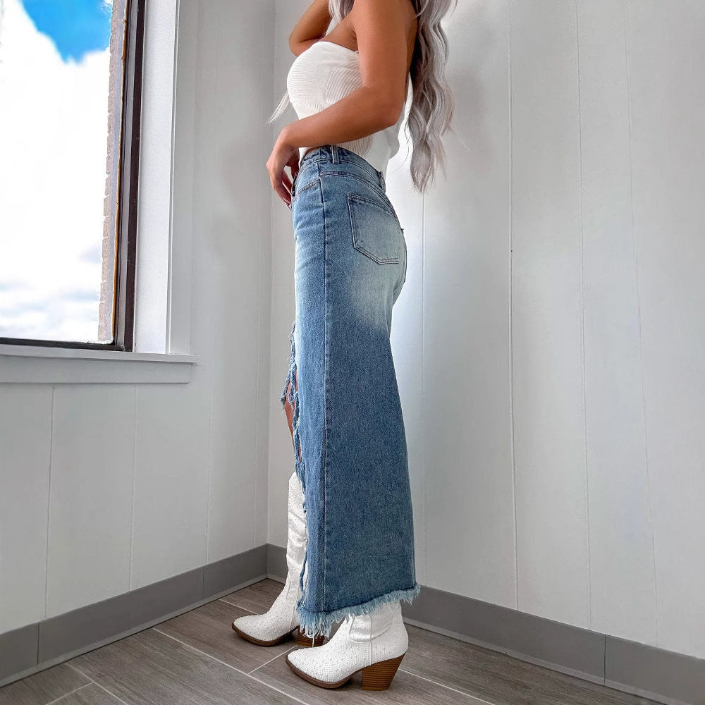 Denim High Waist Skirt